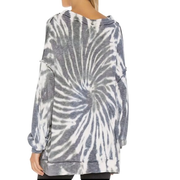 Free People We The Free Best Catch Tie Dye Tee Blue Combo Oversized Size M - Picture 9 of 13